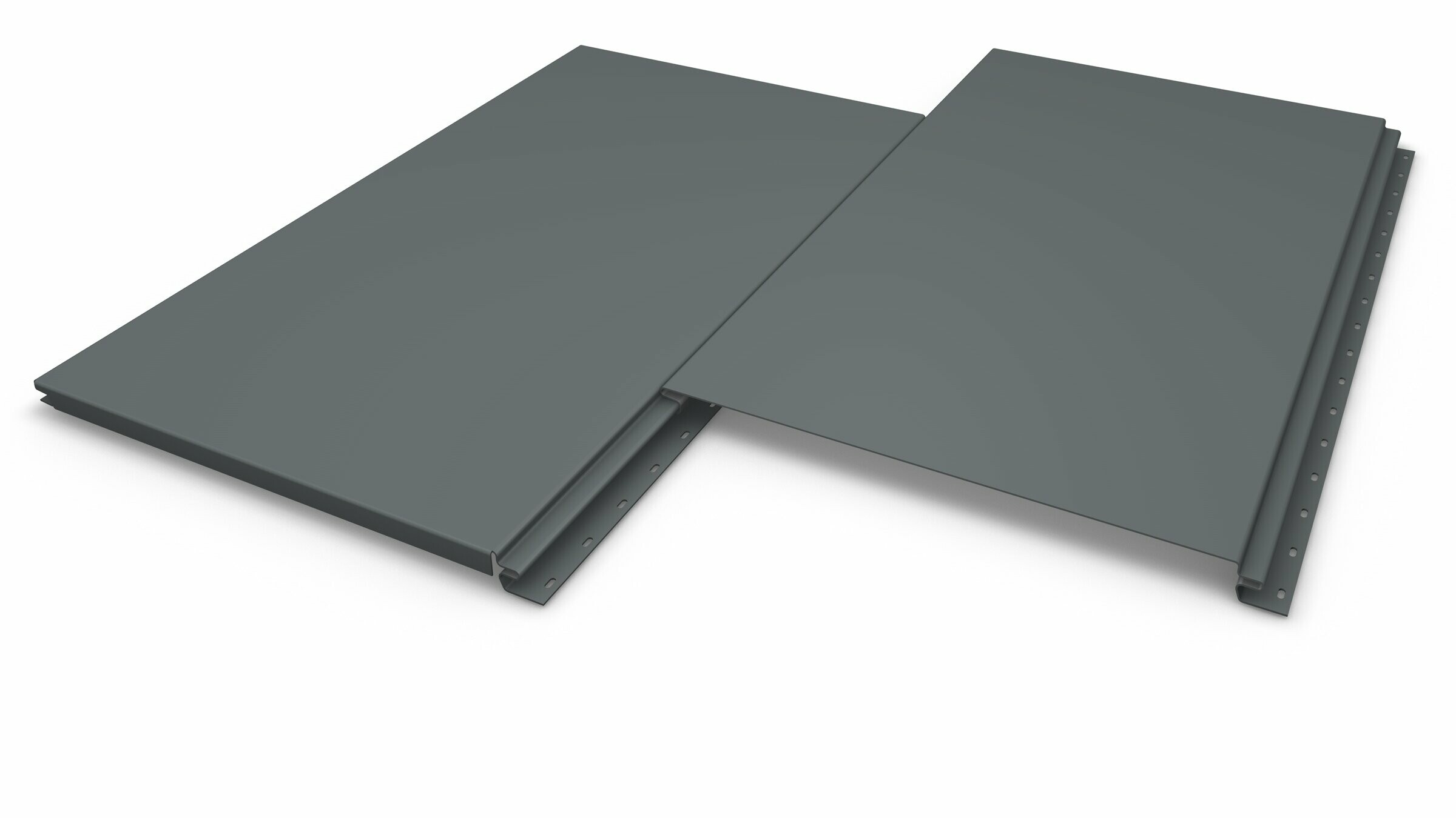 Zoom sur deux lames de bardage Siding sans joints creux. Les nouvelles largeurs 500 et 600 permettent de revêtir rapidement de grandes surfaces.