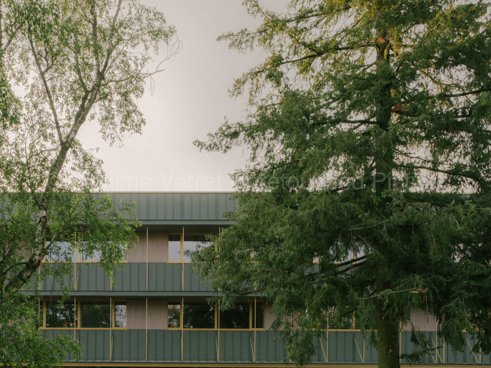 Prise de vue de face du collège Maryse Bastié situé à Dole dont la façade a été entièrement rénovée grâce au joint debout PREFALZ