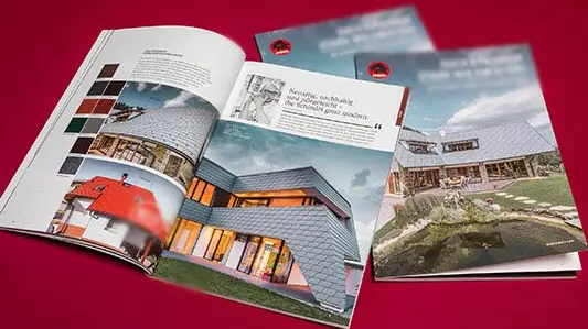 Commander une brochure – Systèmes de toits en aluminium– PREFA, le toit robuste comme un taureau