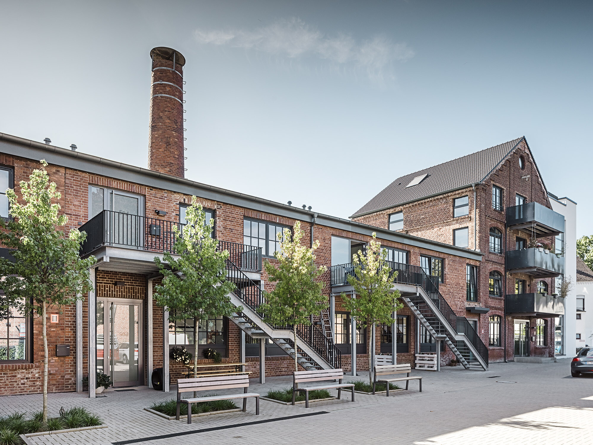 Une partie des constructions sur le site des Kellerhöfe, dont le caractère d'usine a été conservé.
