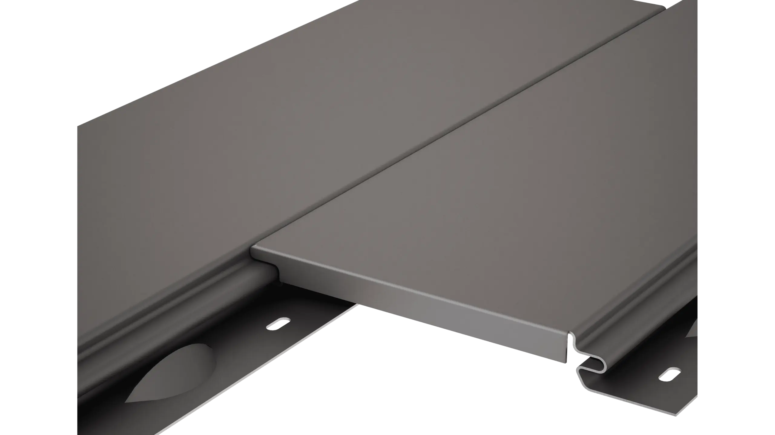 Siding PREFA sans joint creux avec surface lisse, en tant que panneau de façade en aluminium gris – vue détaillée