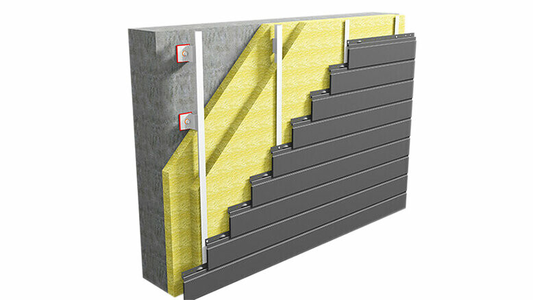 Système de façade avec Sidings horizontaux, sur sous-construction en métal