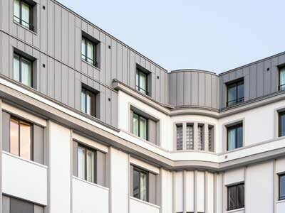 Façade PREFALZ en Gris Quartz dans la ville de Le Mans