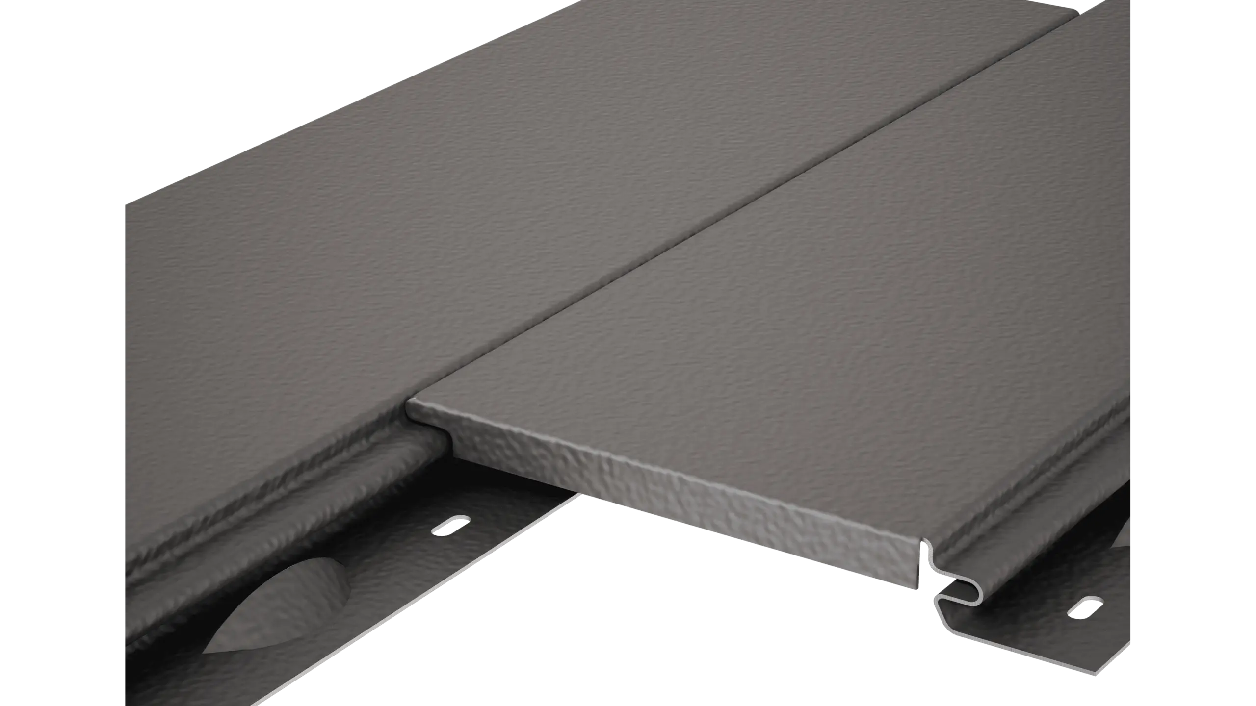 Siding PREFA sans joint creux avec surface stucco, en tant que panneau de façade structuré en aluminium gris