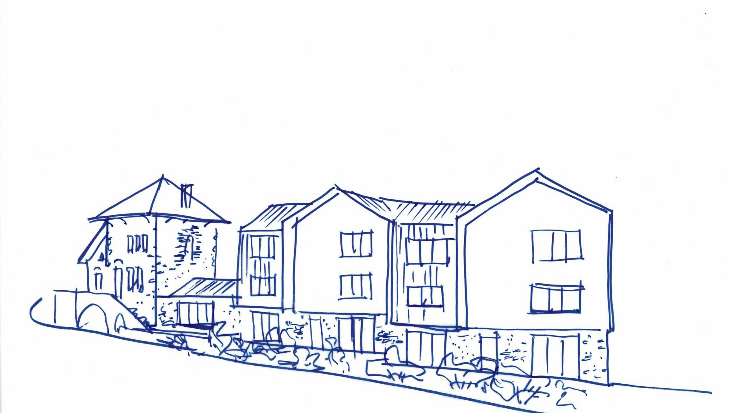 Croquis du projet de la résidence attenant au Château des Avenières réalisé par l'architecte BALTA Architecture.