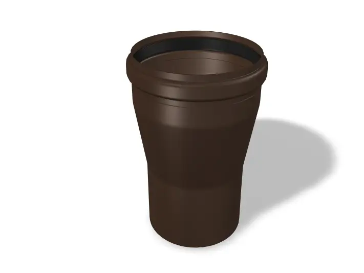 Le manchon de raccordement PREFA, disponible dans les dimensions Ø 110/100 mm et Ø 125/120 mm, permet une transition sans soudure entre des tuyaux de différentes tailles dans les systèmes de gouttières et de façade.