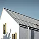 Toit à pignon sans avant-toit, recouvert de PREFALZ en P.10 gris de zinc avec gouttière havraise PREFA