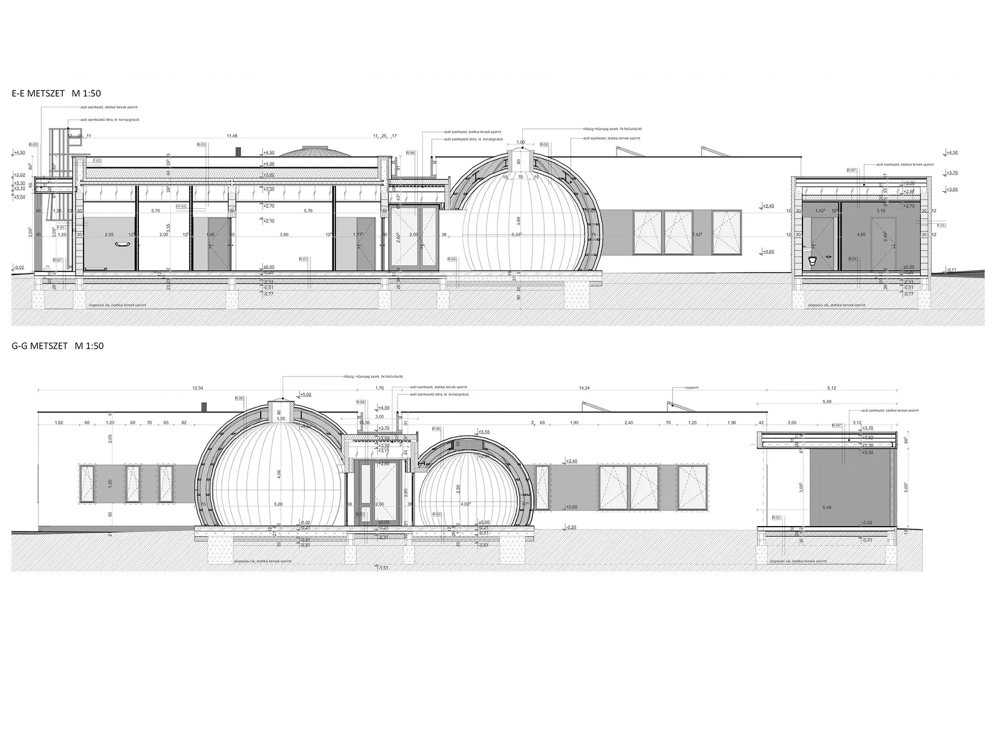 Coupe transversale de la crèche de deux côtés. 