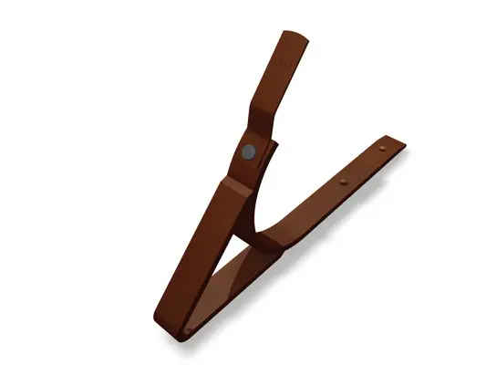 Crochet de gouttière havraise PREFA en aluminium, brun, 28 x 7 mm, solution de fixation durable pour l'installation de gouttières.