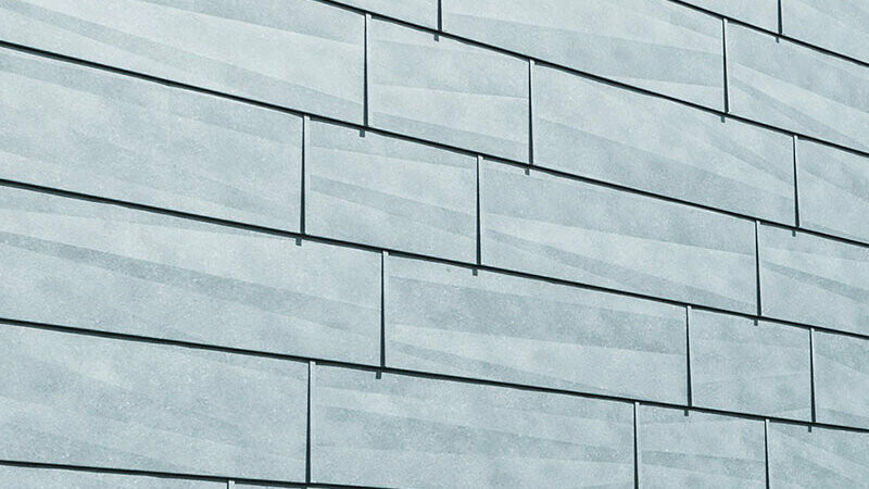 Panneau de façade FX.12 avec les pliures caractéristiques, P.10 gris pierre