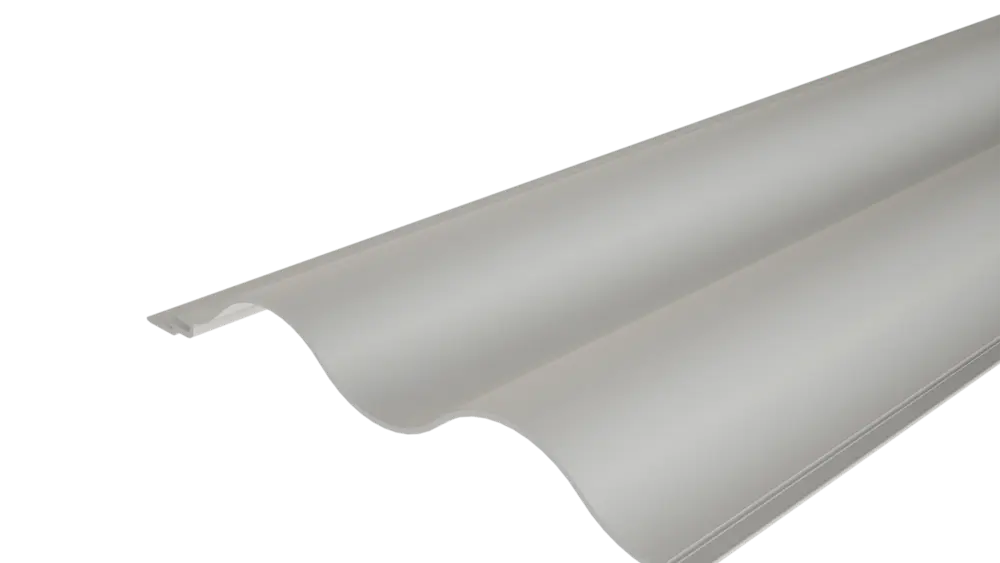 Profilé extrudé sinus 22/100 de PREFA avec surface ondulée, pour la conception de façades ou l'habillage de balcons.