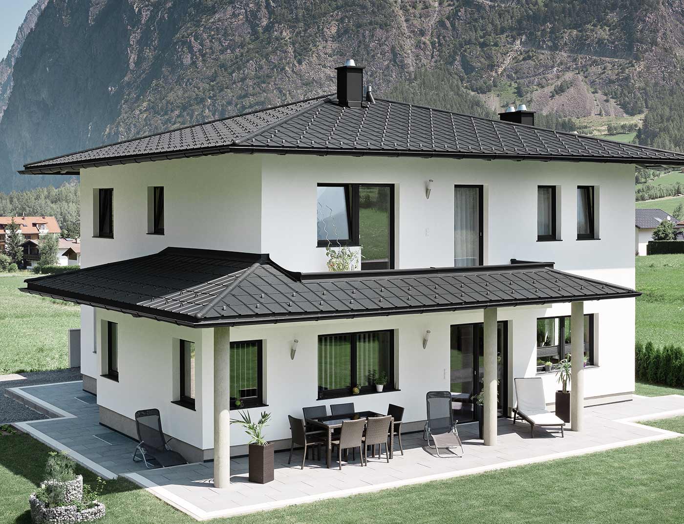 Bâtiments de référence PREFA Systèmes de toits Tuile 03 P.10 noir