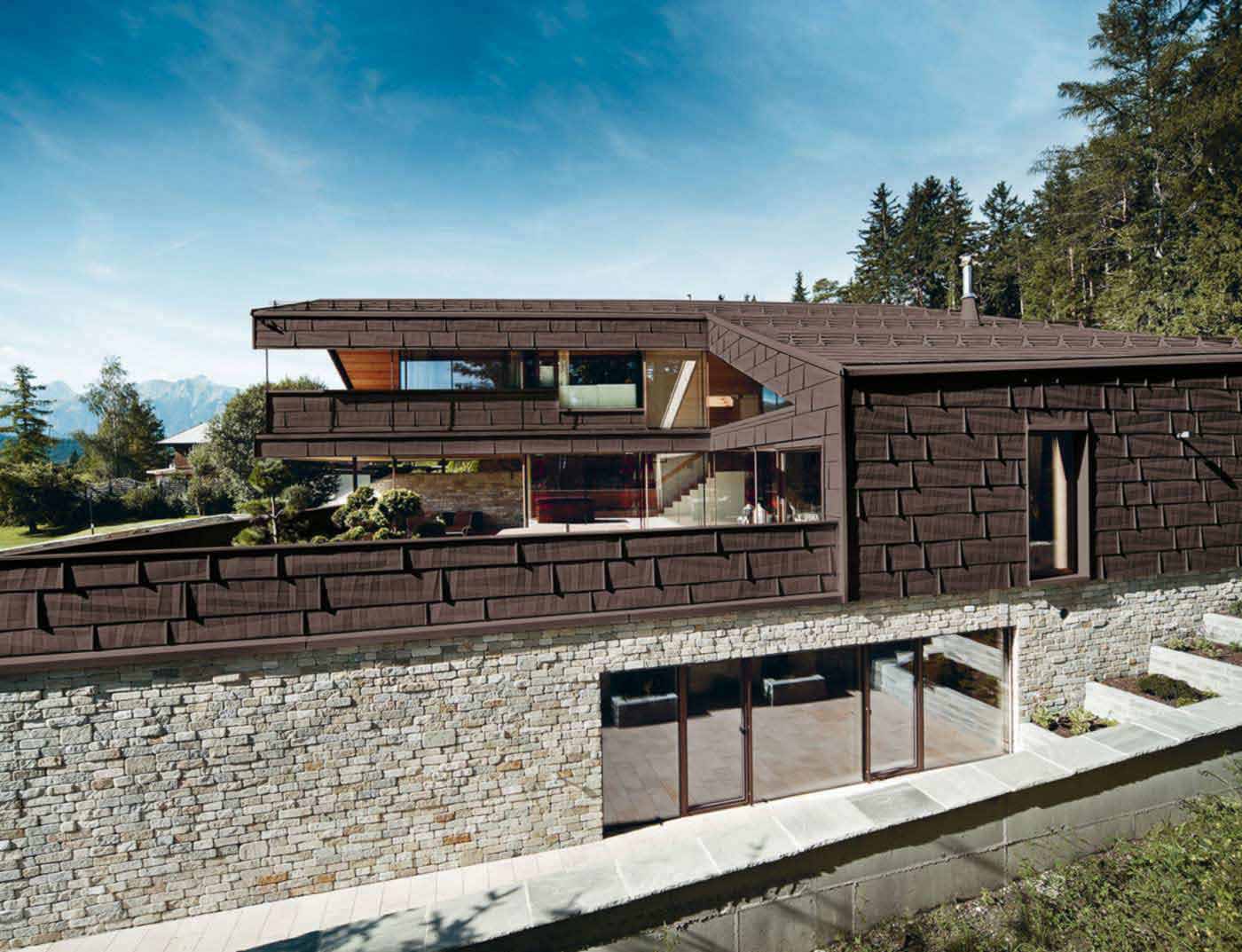 Facade PREFA FX.12 en brun noisette